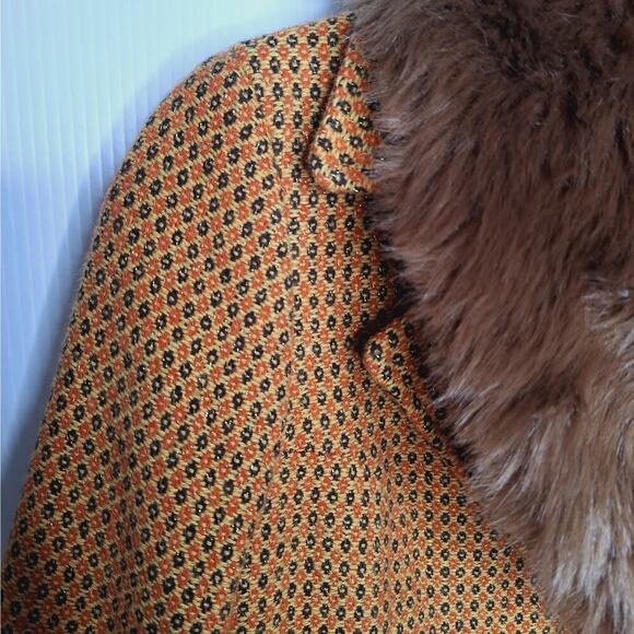 Retro Penny Lane Coat Merona Fur Collar 60s Style Mod Wool Blend Women's Small - Picture 5 of 15